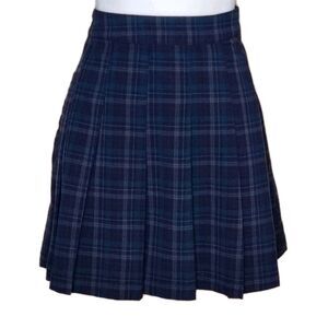 American Eagle Plaid Pleated Mini Skirt Women's 12 Navy/Red/Green Academia Y2K